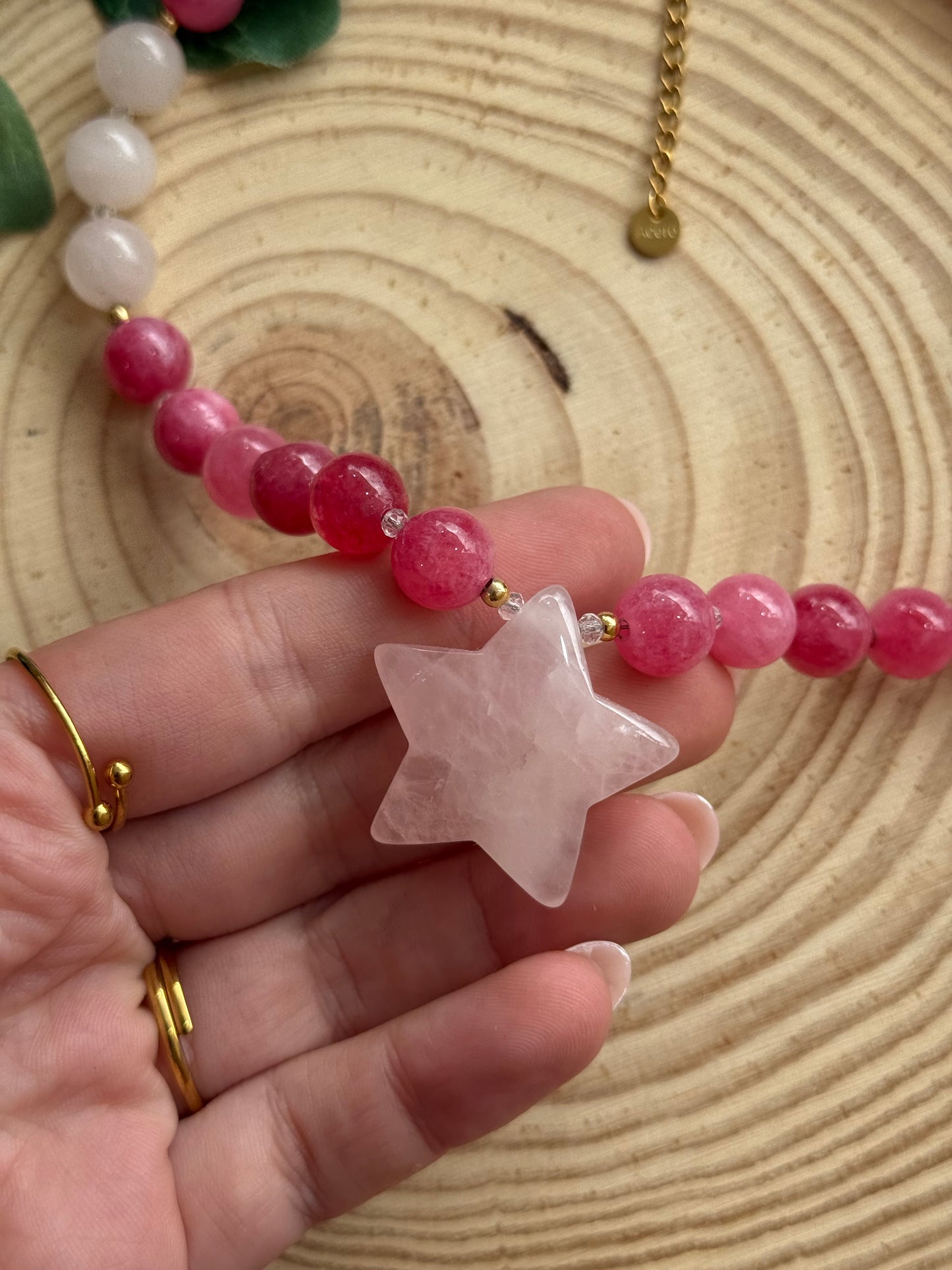 Collar Bea 💖- Cuarzo Rosa y Ágatas