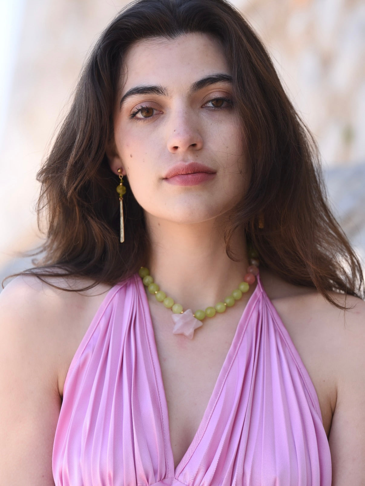 Collar Boni 💘- Cuarzo Rosa y Jade