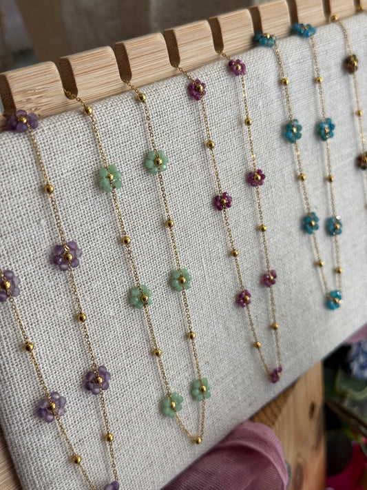 Collar Margarita 🌼 - Amatista, Jade, Granate, Apatito y Ojo de tigre