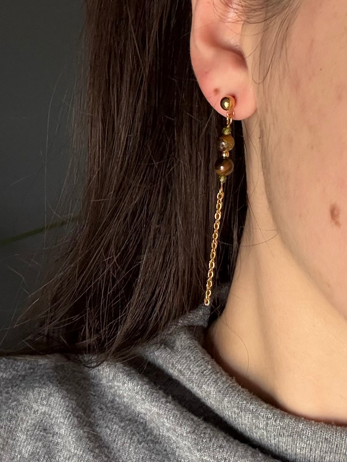 Pendientes Ana - Cuarzo Rosa