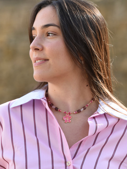 Collar Abeille - Cuarzo Rosa y Fresa
