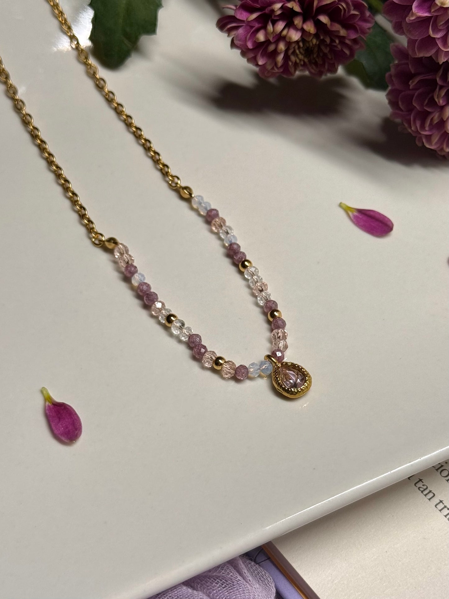 Collar Bisou - Cuarzo Rosa