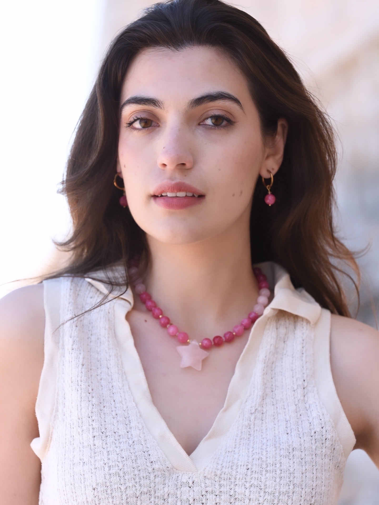 Collar Bea 💖- Cuarzo Rosa y Ágatas