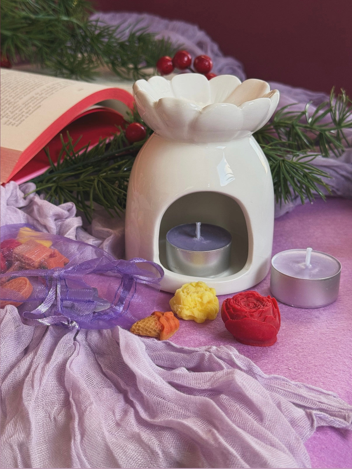 Pack Quemador Alba - Kit de Inicio con Wax Melts y Velas de Té