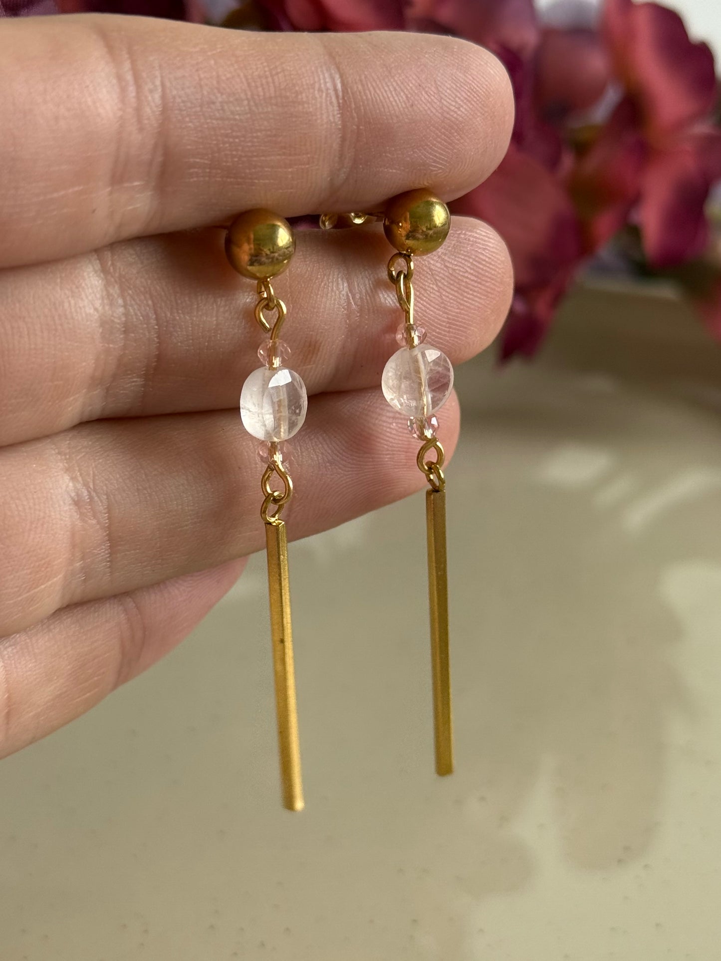 Pendientes Martinenca - Cuarzo Rosa