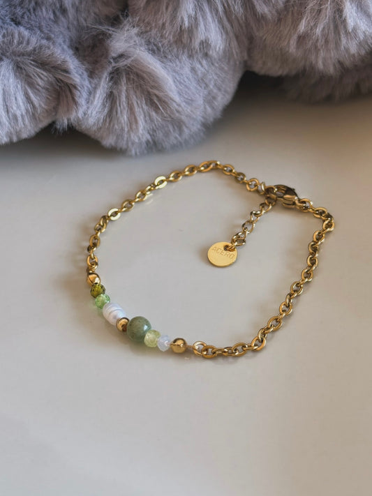 Pulsera Mireia con Amazonita y Perla Natural