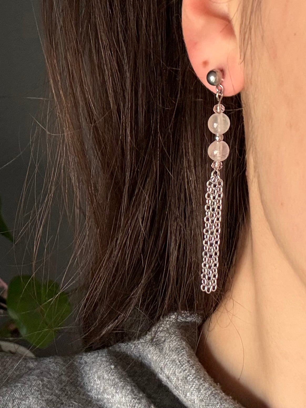 Pendientes Ana - Cuarzo Rosa