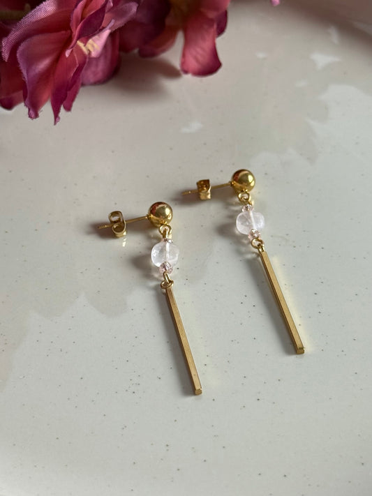 Pendientes Martinenca - Cuarzo Rosa