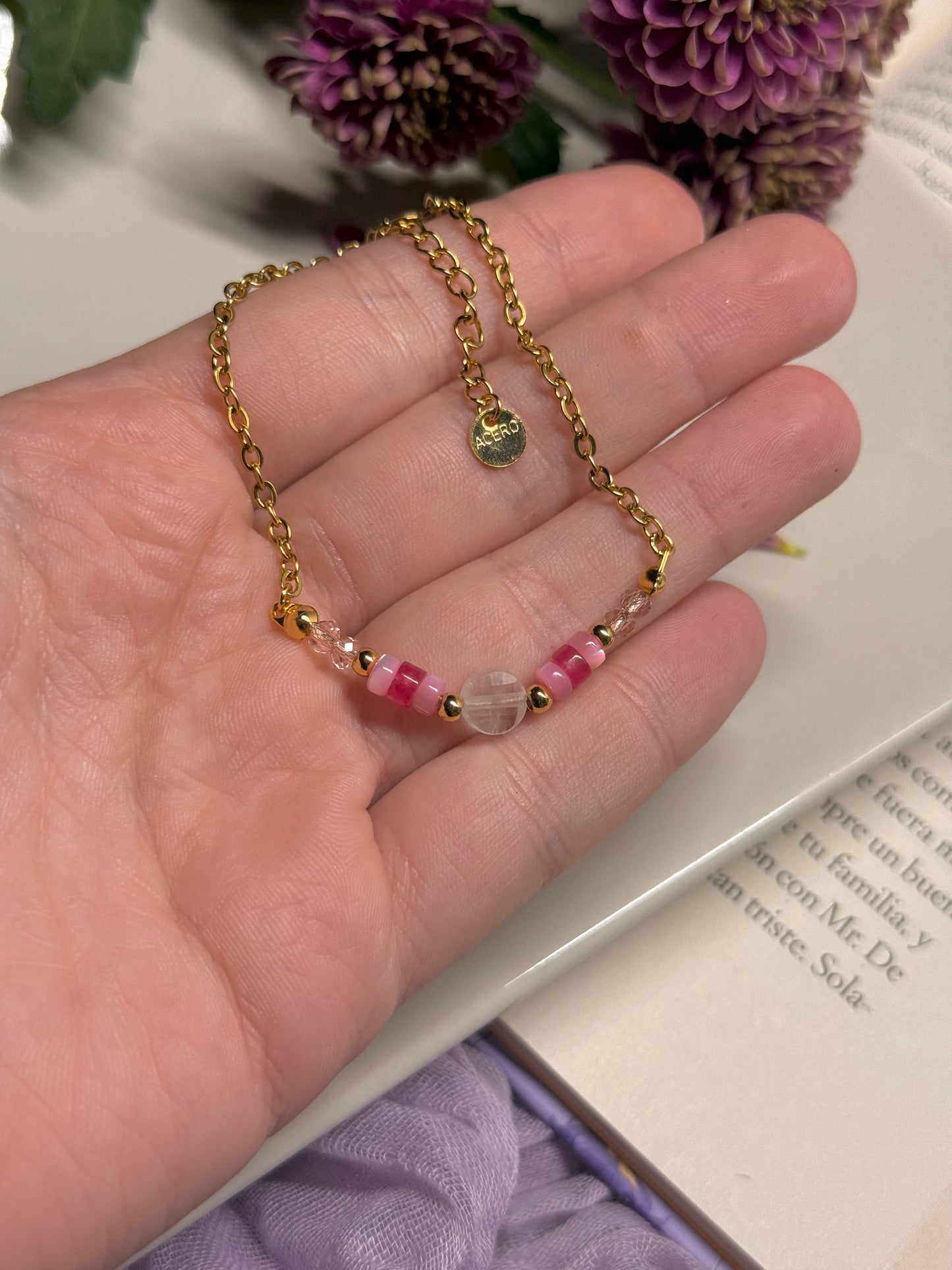 Pulsera Abeille - Cuarzo Rosa
