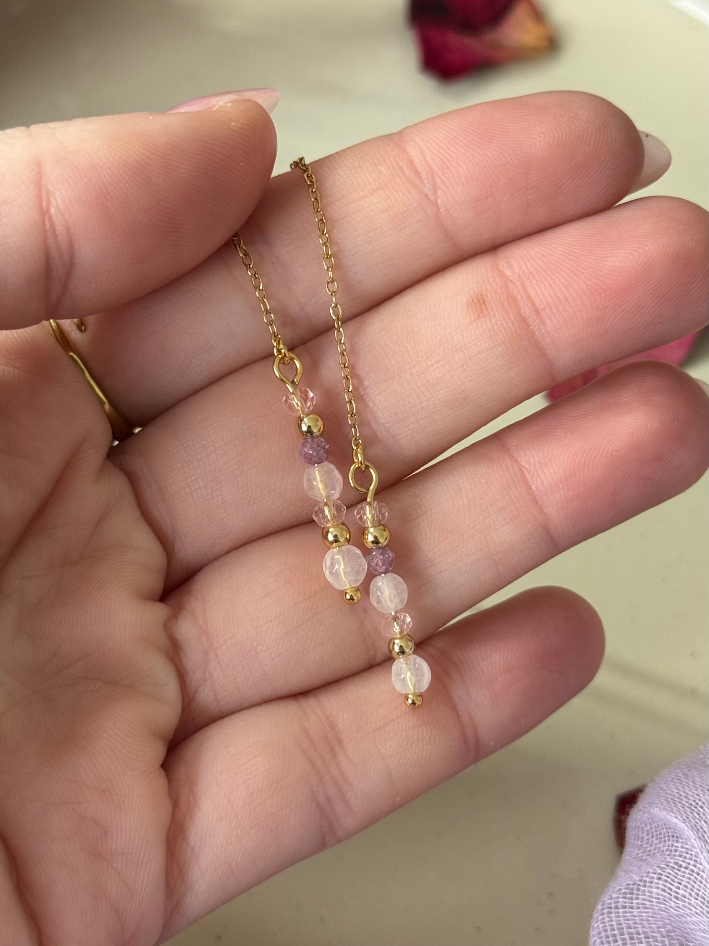 Pendientes Estimada - Cuarzo Rosa