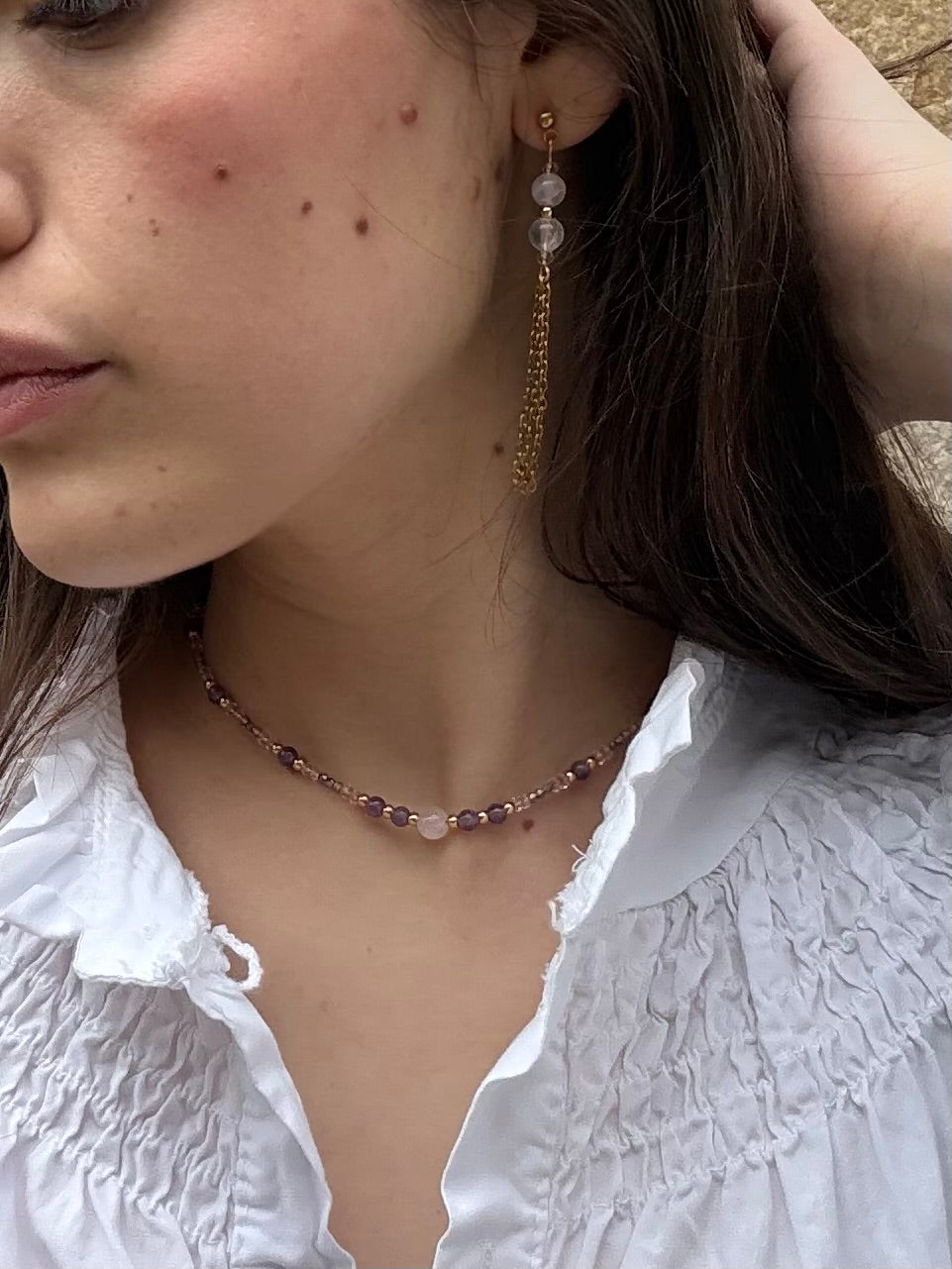 Collar “Yo Confío” - Amatista y Cuarzo Rosa