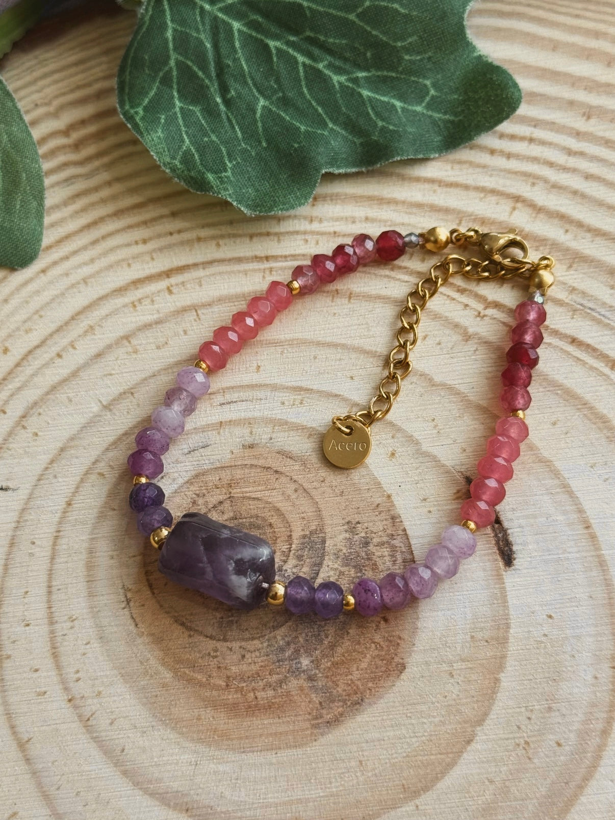 Pulsera Cinta - Amatista y Ágatas