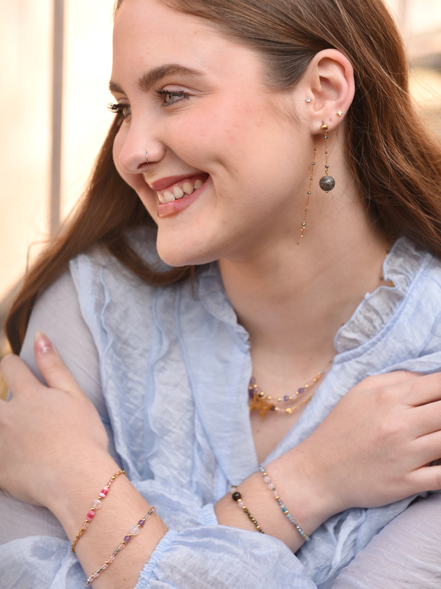 Pulsera “Yo Puedo” - Pirita, Tigre y cuarzo Rosa