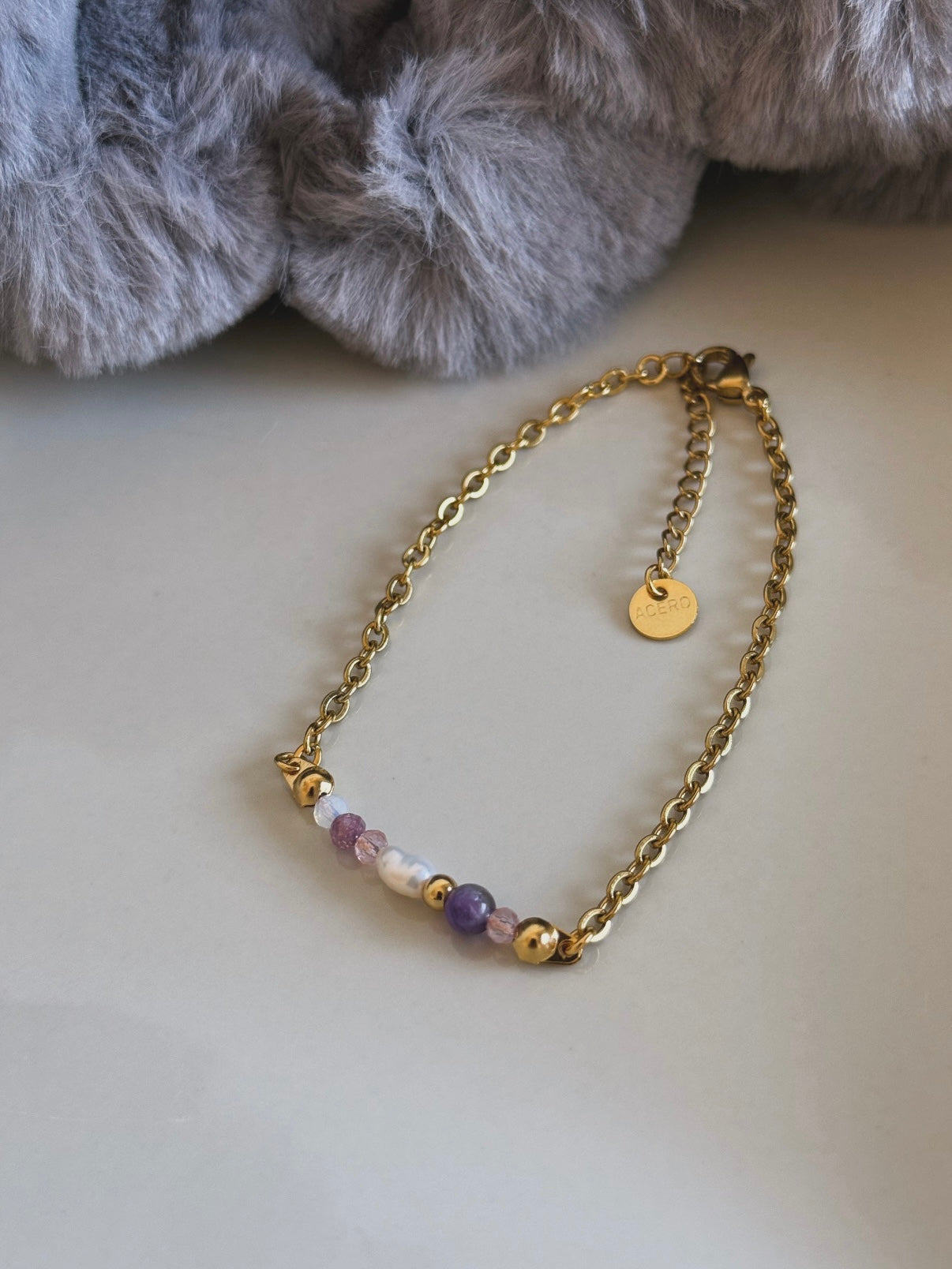 Pulsera Mireia con Amatista y Perla Natural