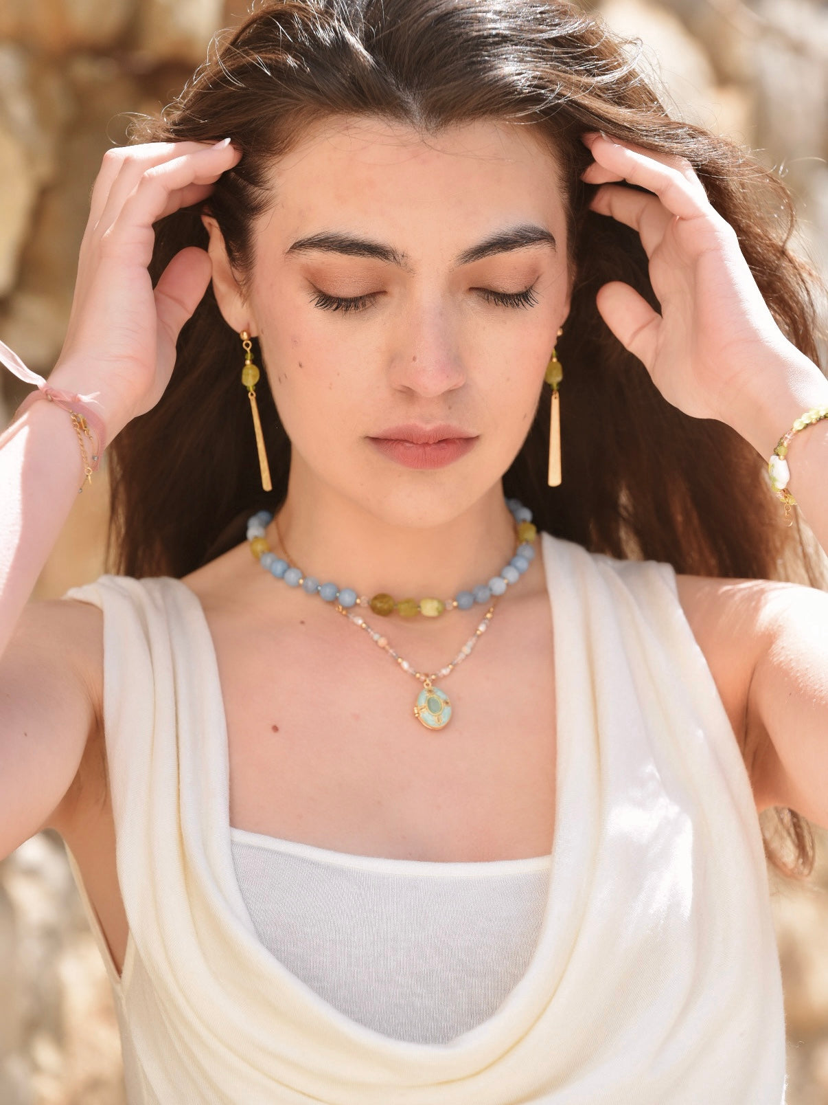 Collar Odisea - Relicario con Amazonita y Turquesa