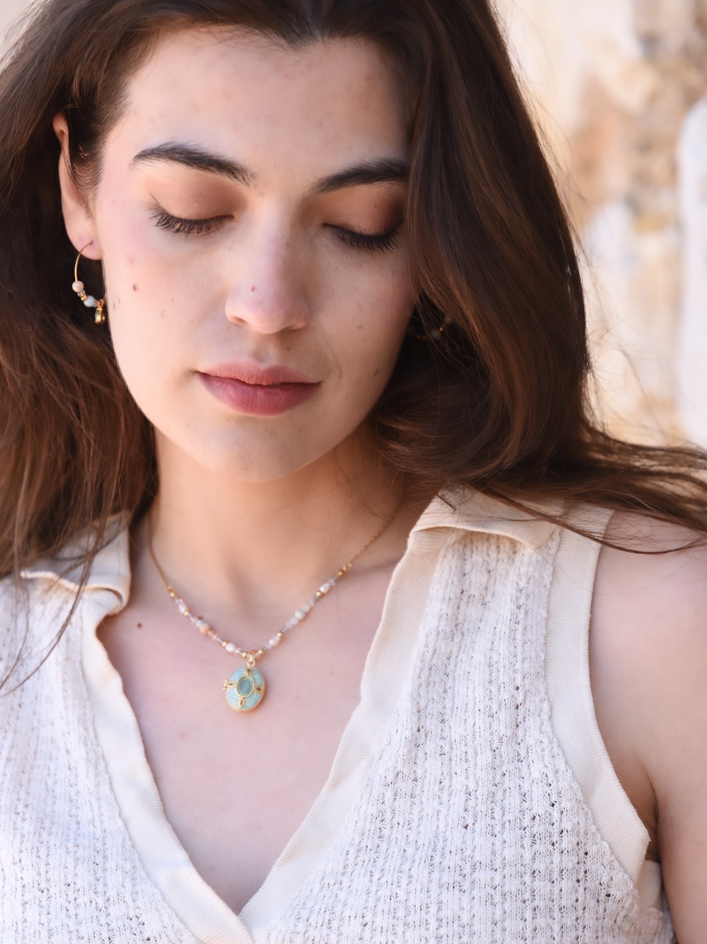 Collar Odisea - Relicario con Amazonita y Turquesa
