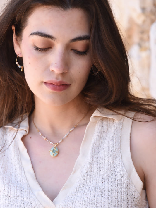 Collar Odisea - Relicario con Amazonita y Turquesa