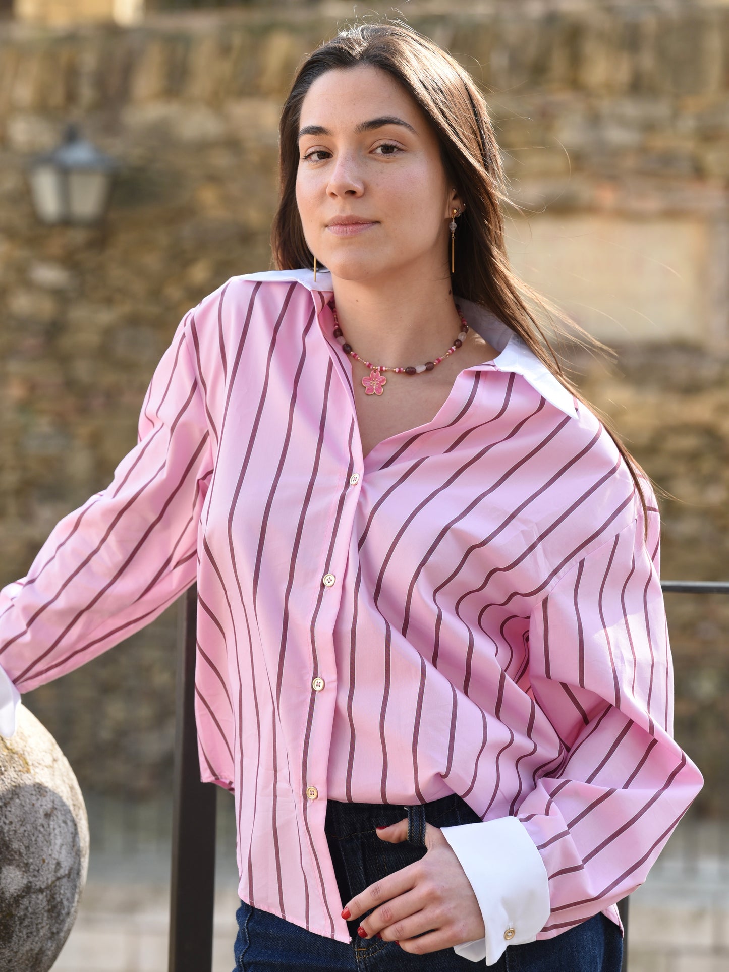Collar Abeille - Cuarzo Rosa y Fresa